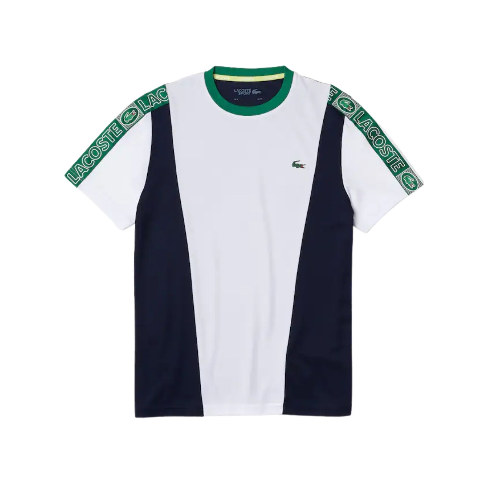 Lærd Stolpe Kig forbi Lacoste Sport Branded Bands Piqué T-shirt White/Navy Blue/Green -  Tennisshoppen