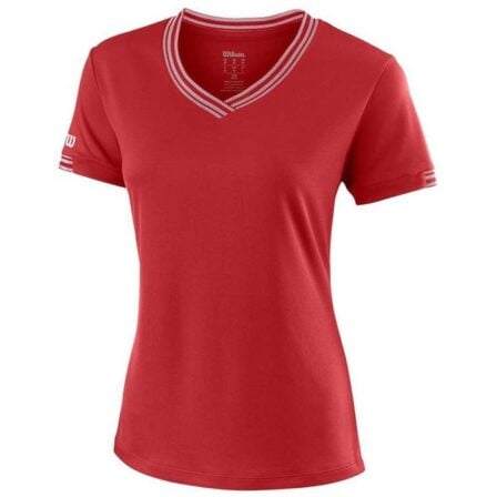 Wilson Team Dame V-Neck T-shirt Rød