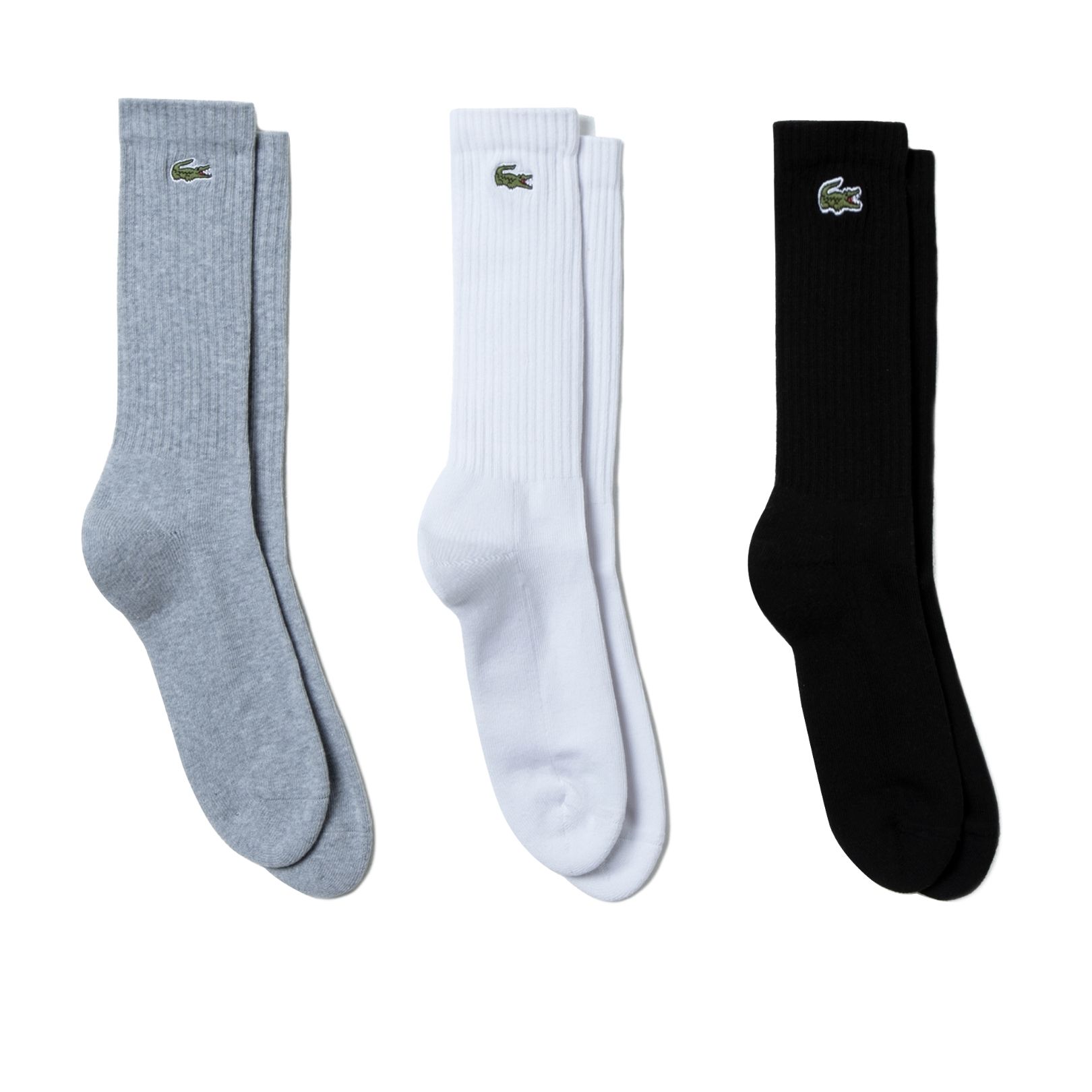 Lacoste-Sport-High-Cut-Unisex-Socks-GreyWhiteBlack-Tennis-Padel