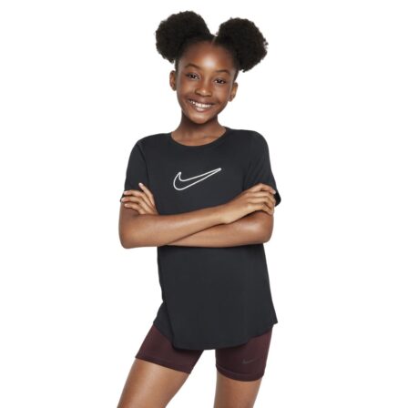 Nike One Fitted Girls Dri-FIT Short-Sleeve Top Black