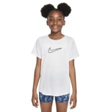 Nike One Fitted Girls Dri-FIT Short-Sleeve Top White